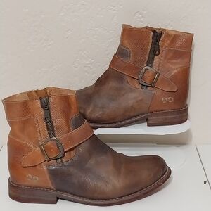 Bed Stu Brown and Tan Leather Ankle Boots